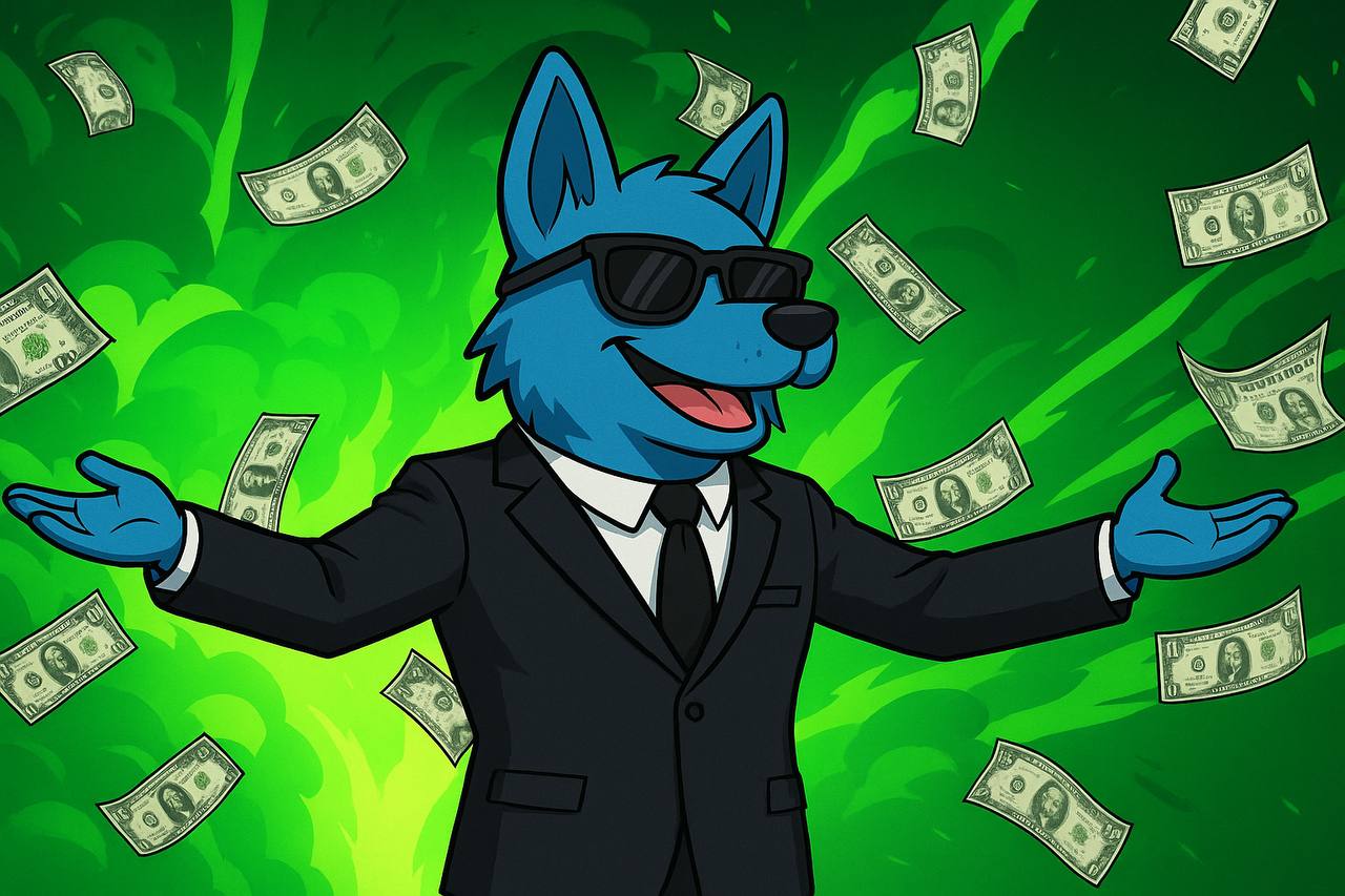 Business Barko surrounded by money