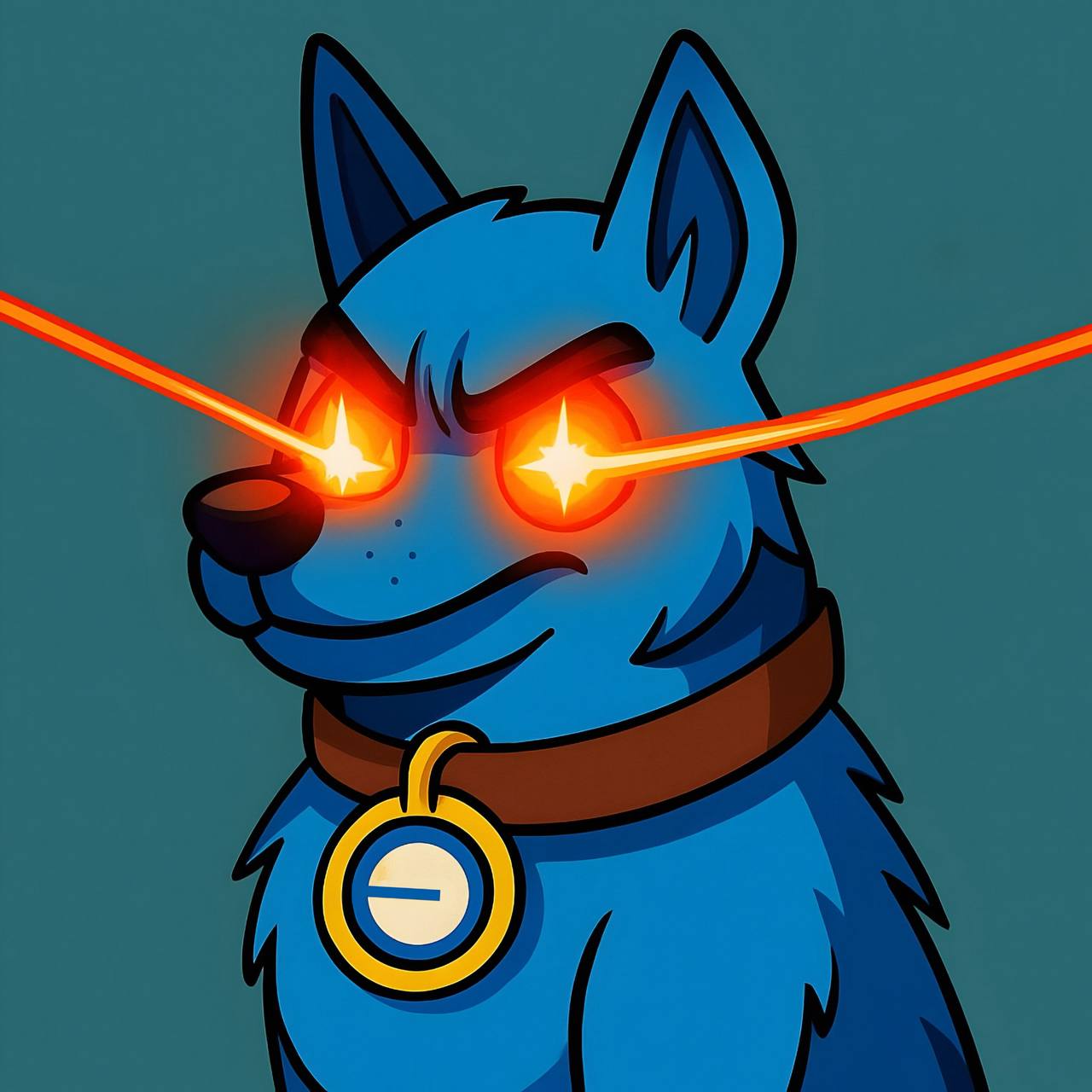 Barko with glowing laser eyes